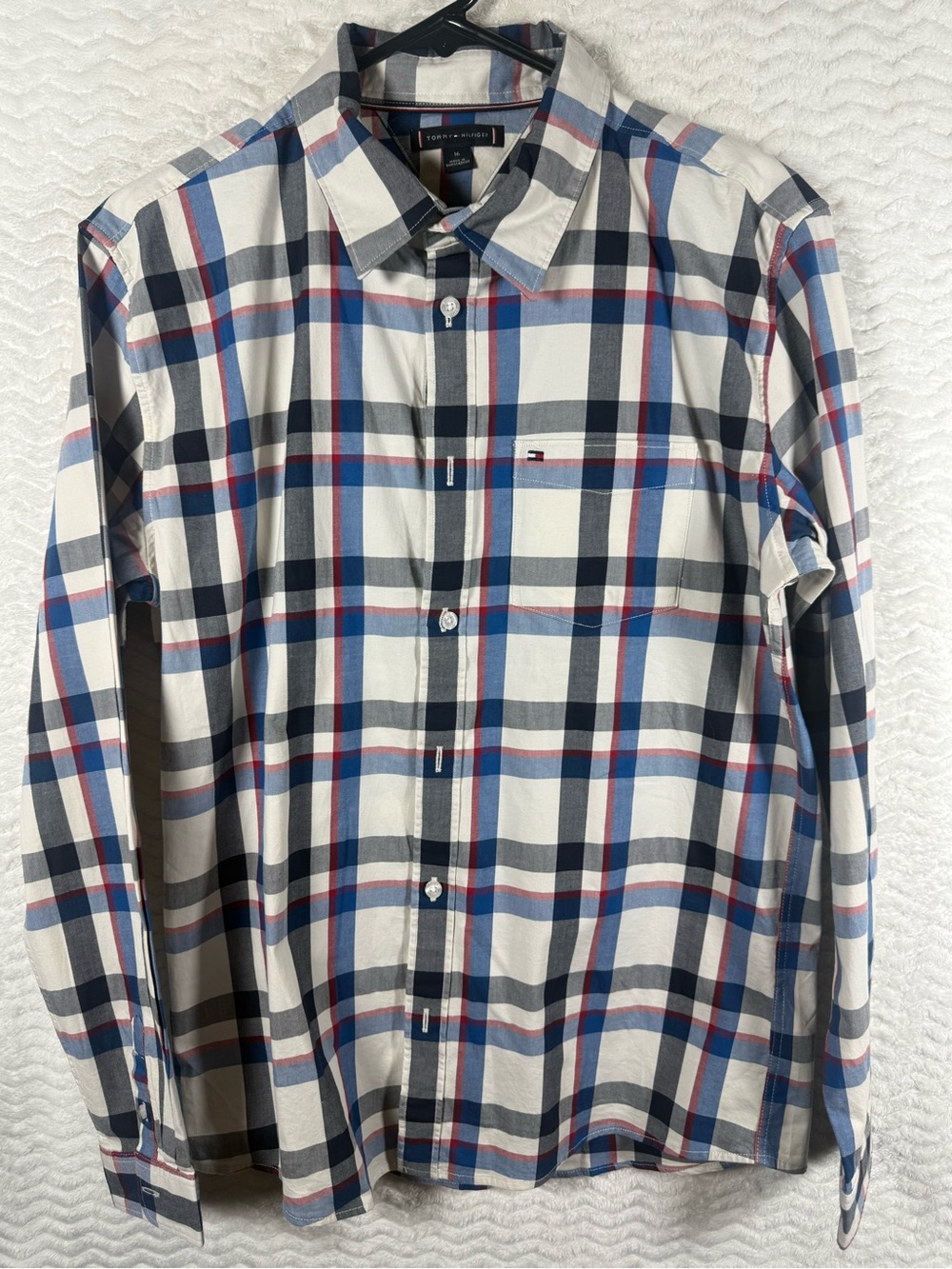Tommy Hilfiger Kids White Plaid Button-Up Shirt - Black & Red. So Classic!